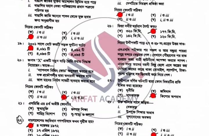 SSC Chittagong Board Bangladesh And Global Studies MCQ Question Answer 2923 free